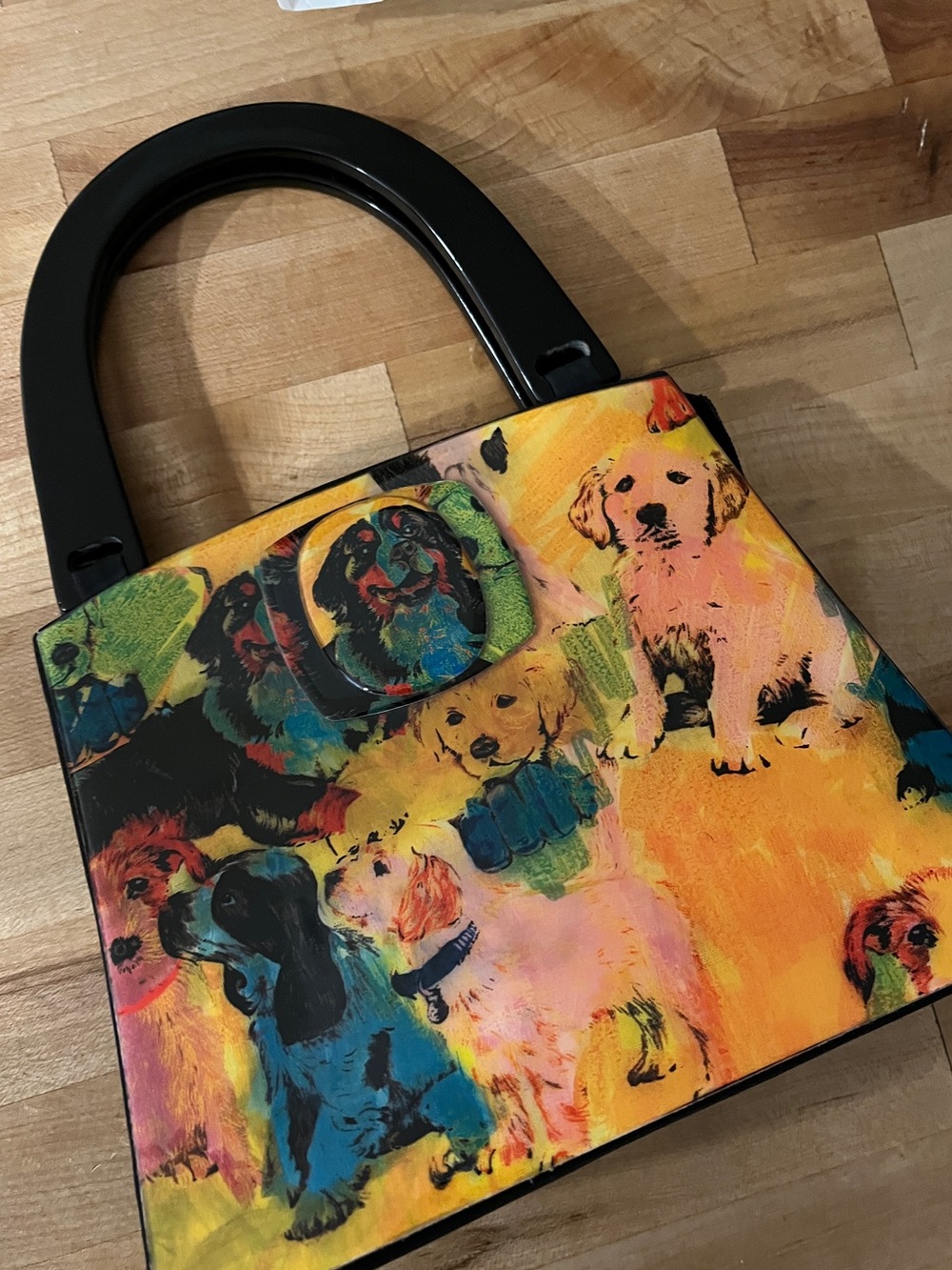 Angela Frascone Puppy Print Mini Bag Bernese Dog Funky purse bag